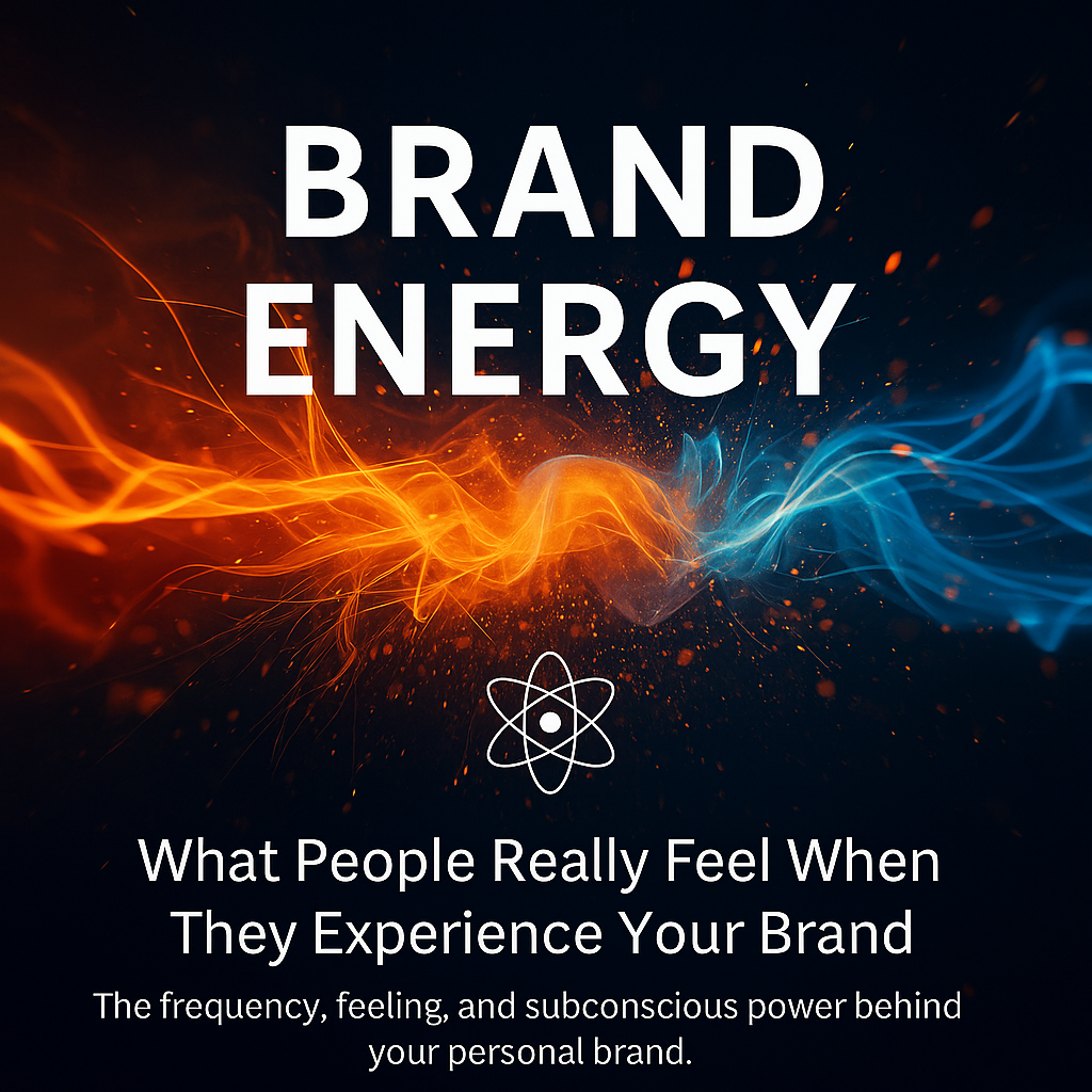 Brand energy as an emotional experience – red aura glow, human silhouette, subtle lightning and light beam motifs representing inner and outer alignment.